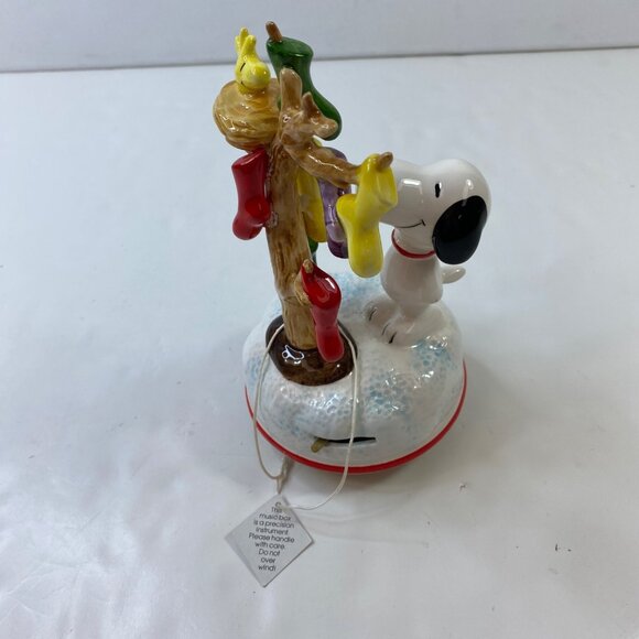 Schmid Peanuts Snoopy Oh Christmas Tree 1980 Musical Figurine First Limited - Picture 7 of 10